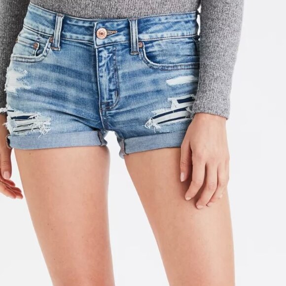 American eagle rolled cuffed jean midi stretchy shorts 2 - Picture 1 of 6